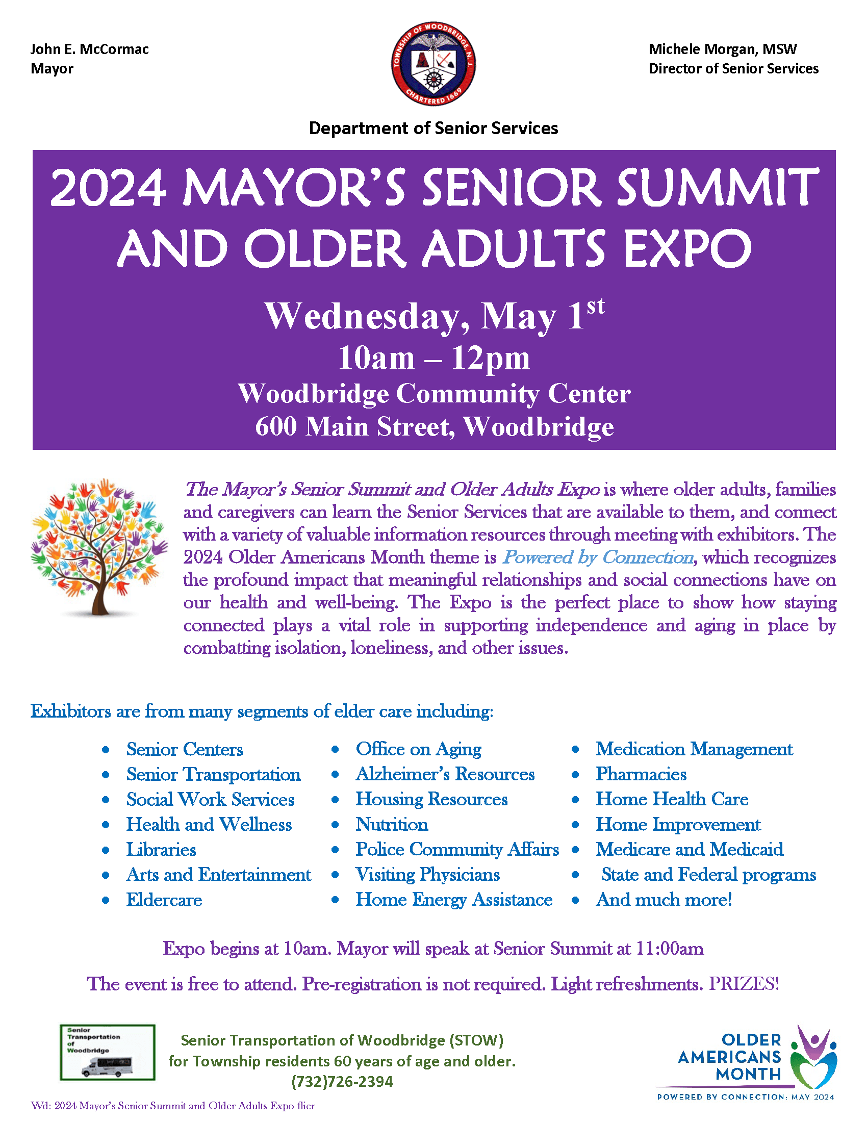 2024 Mayors Senior Summit and Older Adults Expo flier