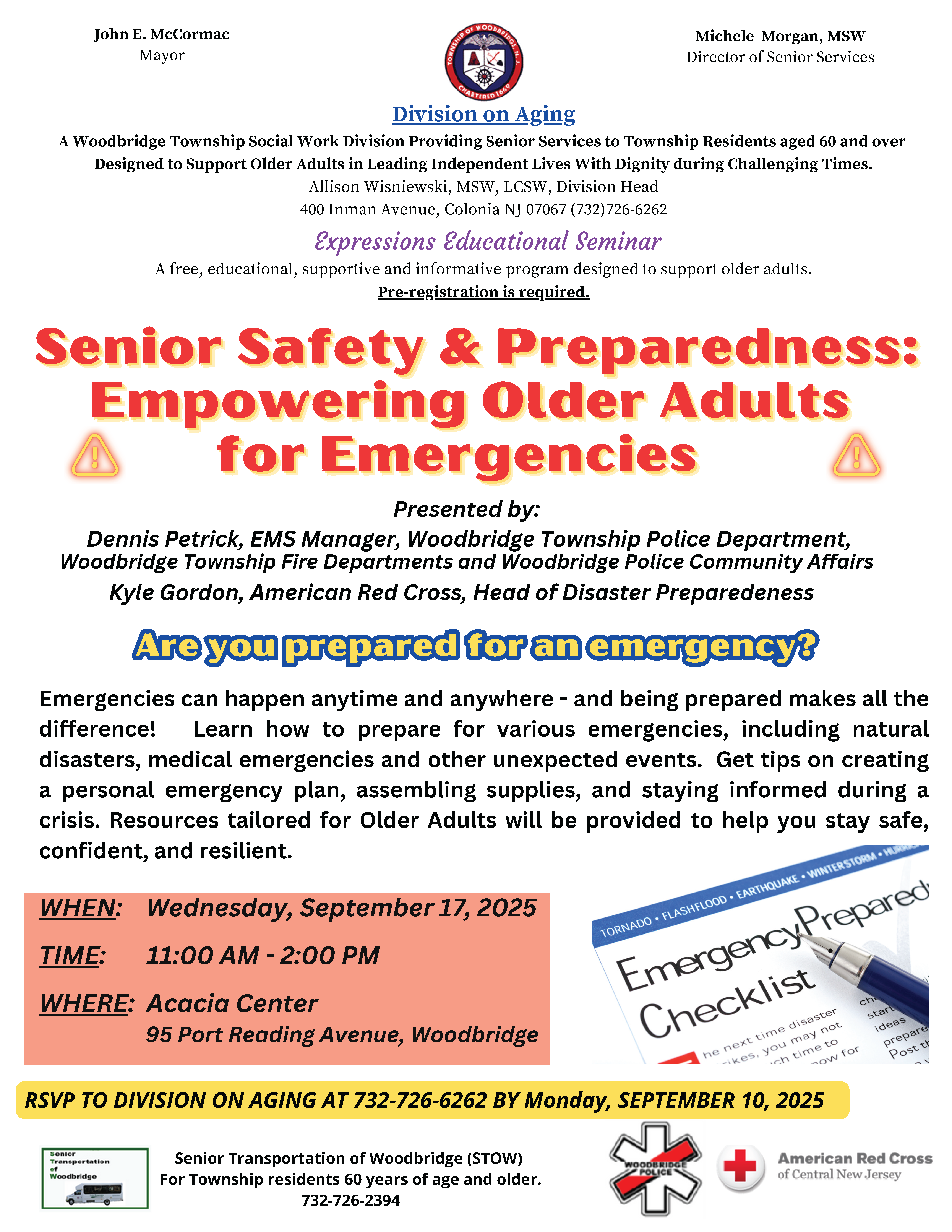 2025 Senior Safety  Preparedness Empowering Older Adults for Emergencies FLIER