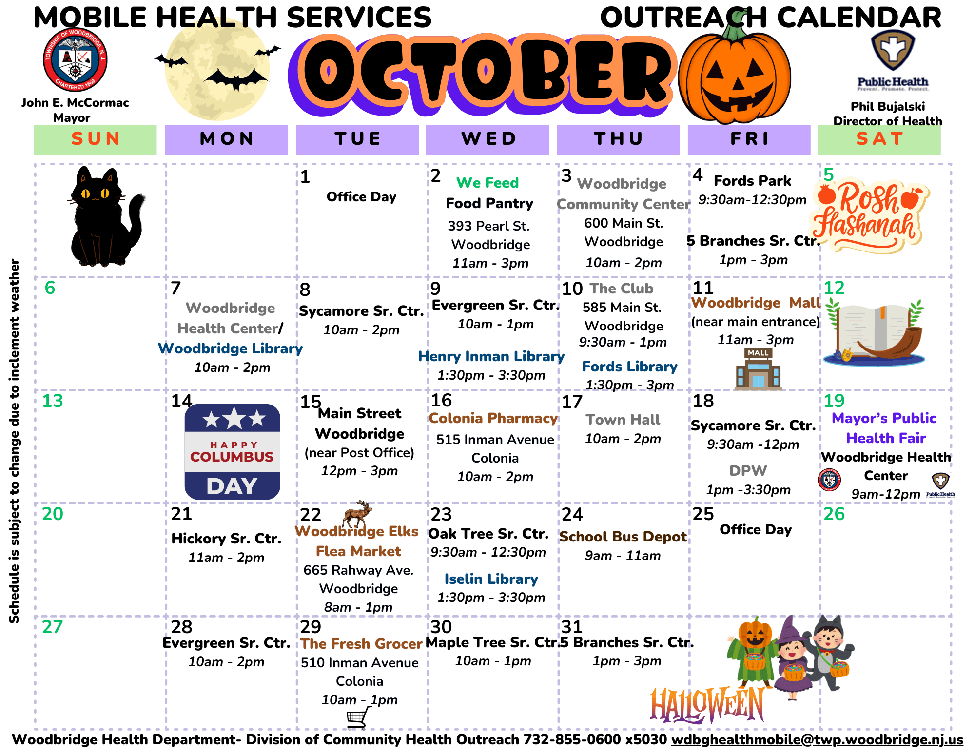 October Mobile Health Calendar