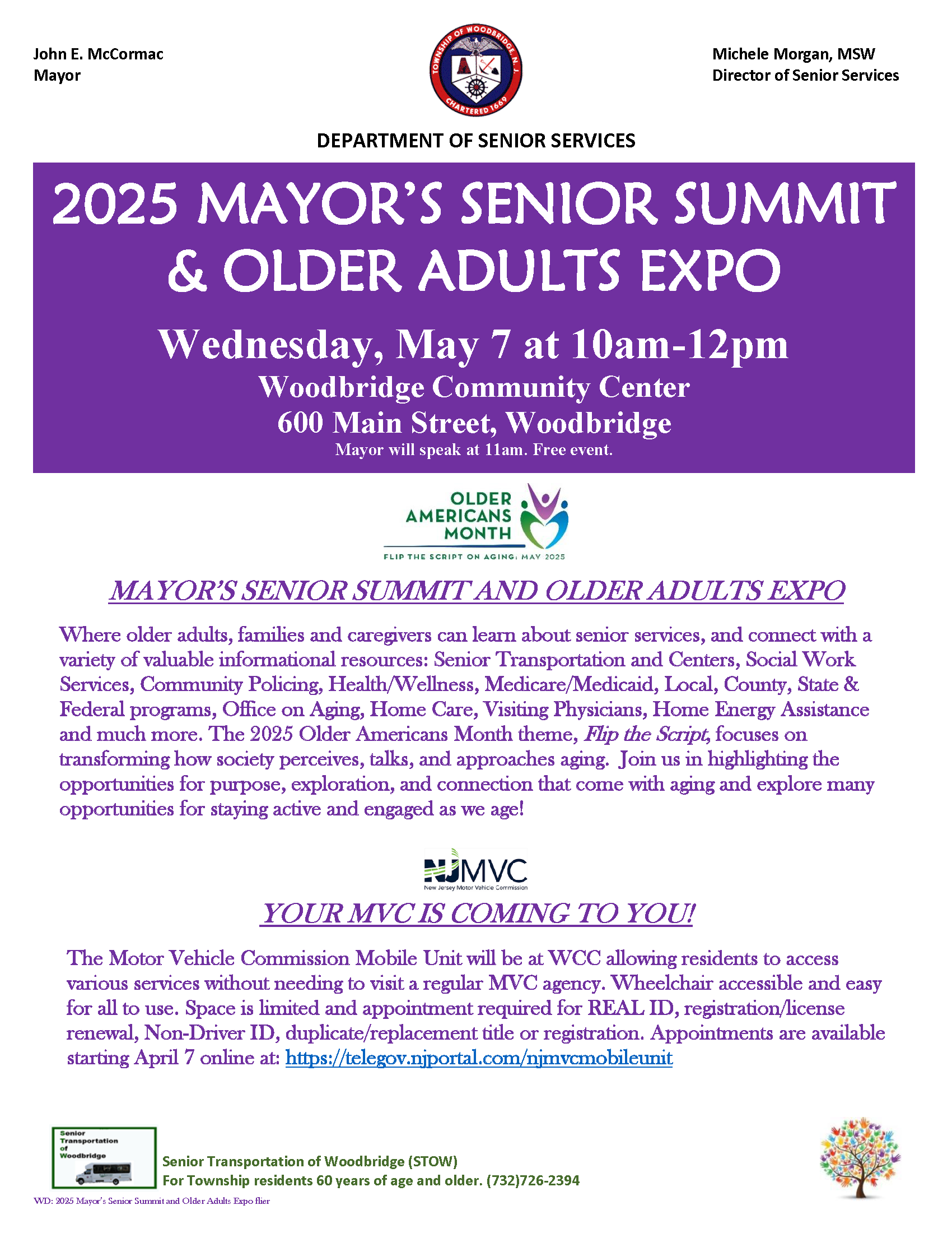 2025 Mayors Senior Summit and Older Adults Expo flier